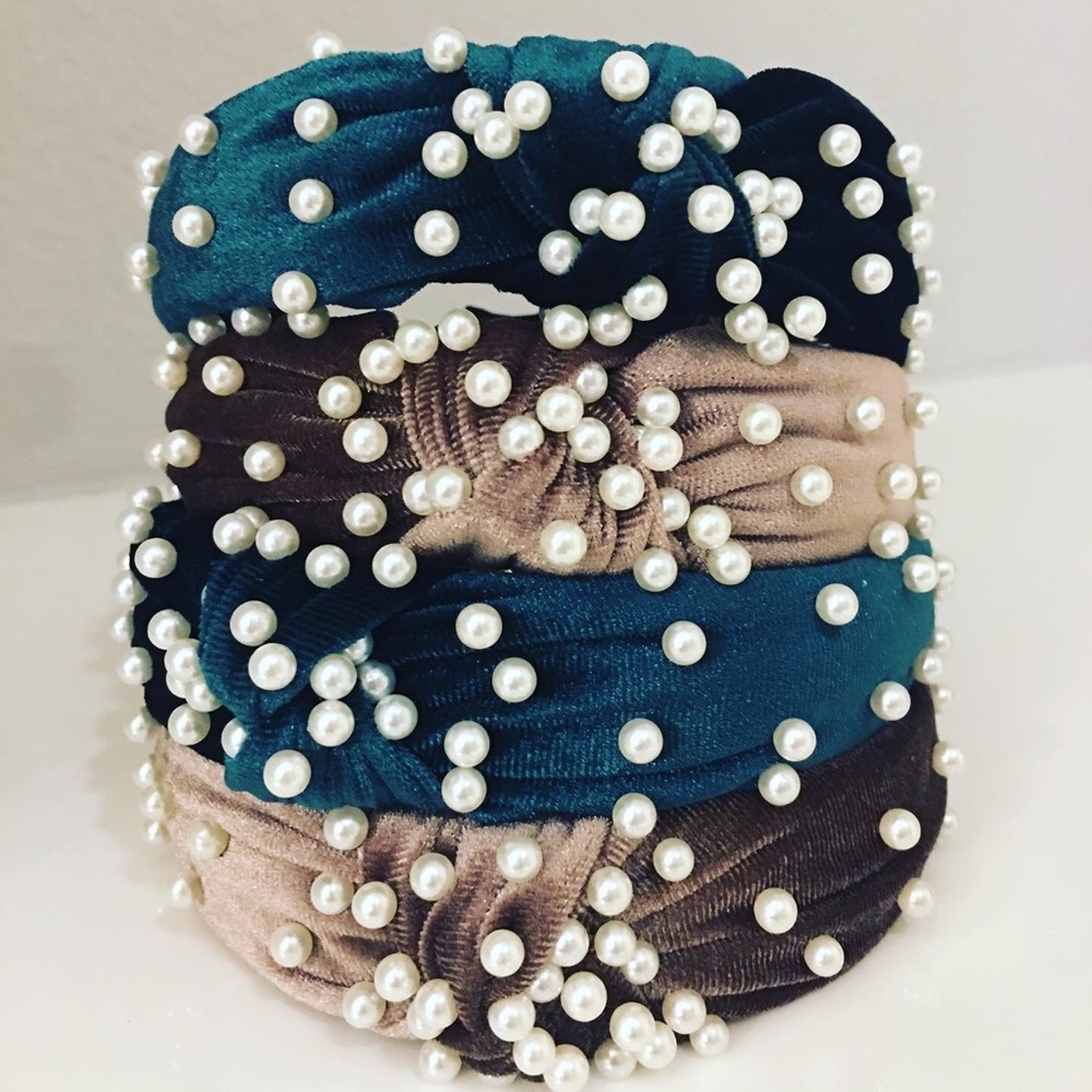 Velvet Pearl Topknot Headband